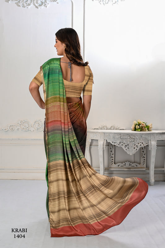 Premium Sift Silky Natural Crepe Digital Printed Sari - jivora