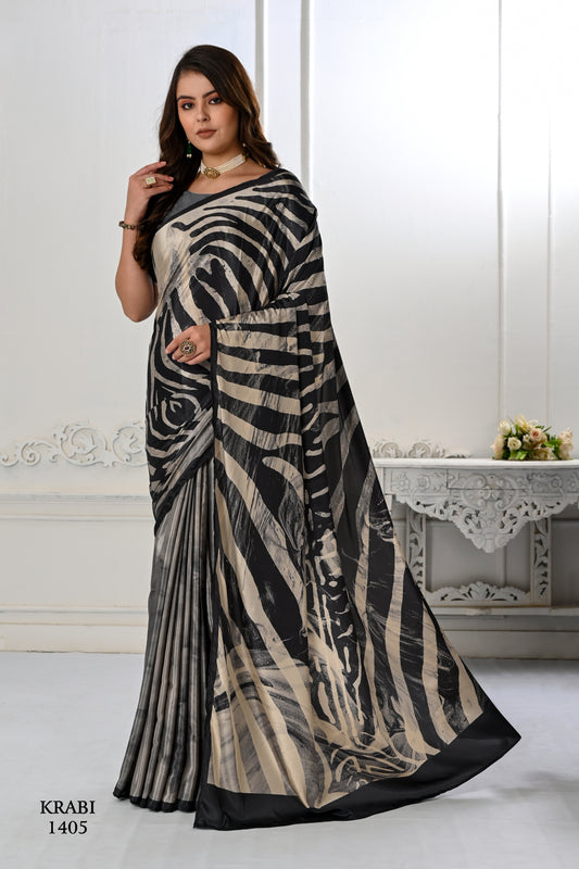 Premium Soft Silky Natural Crepe Digital Printed Sarees - jivora
