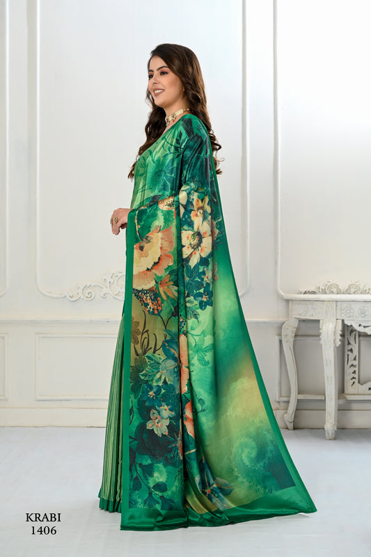 Premium Soft Silky Natural Crepe Digital Printed Sarees - jivora