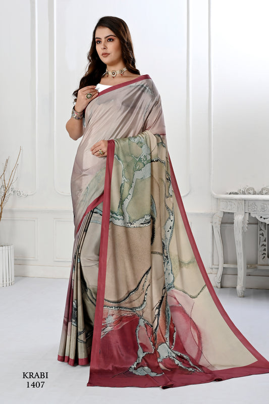 Premium Soft Silky Natural Crepe Digital Printed Sarees - jivora