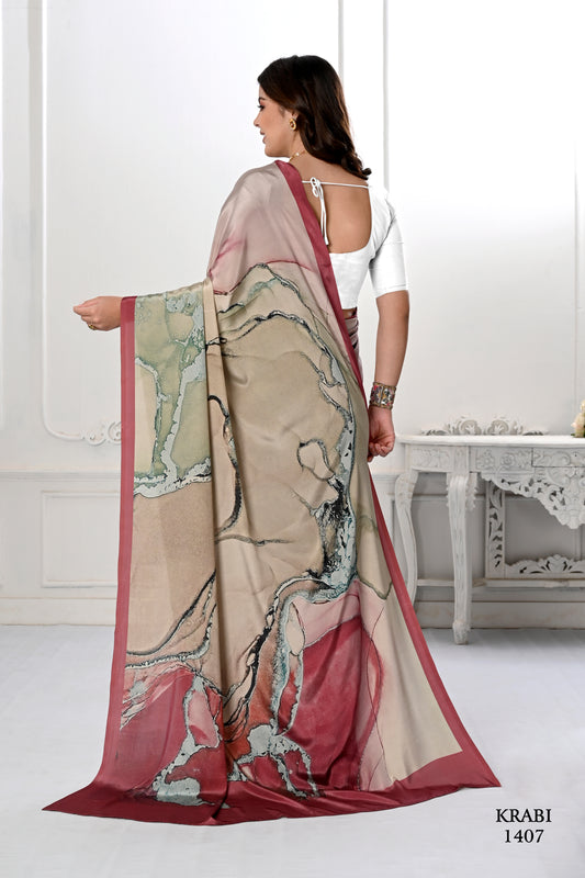 Premium Soft Silky Natural Crepe Digital Printed Sarees - jivora