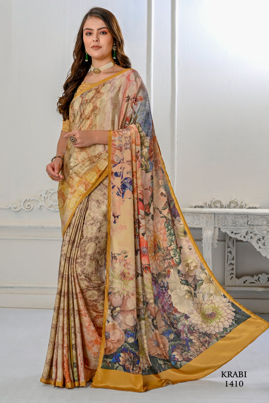 Premium Soft Silky Natural Crepe Digital Printed Sarees - jivora