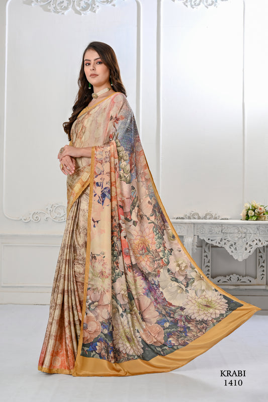Premium Soft Silky Natural Crepe Digital Printed Sarees - jivora