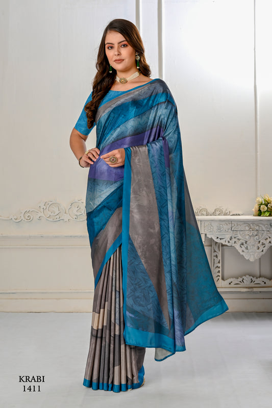 Premium Soft Silky Natural Crepe Digital Printed Sarees - jivora