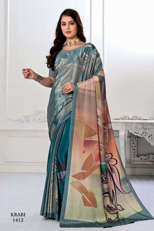 Premium Soft Silky Natural Crepe Digital Printed Sarees - jivora