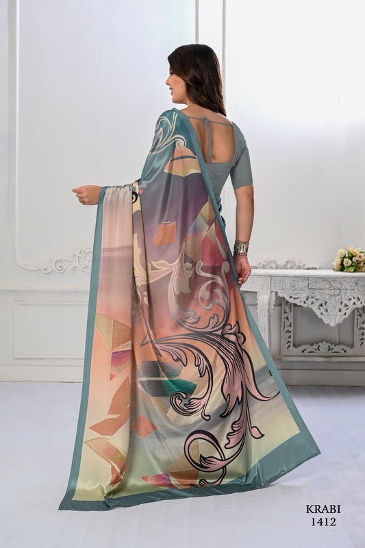 Premium Soft Silky Natural Crepe Digital Printed Sarees - jivora