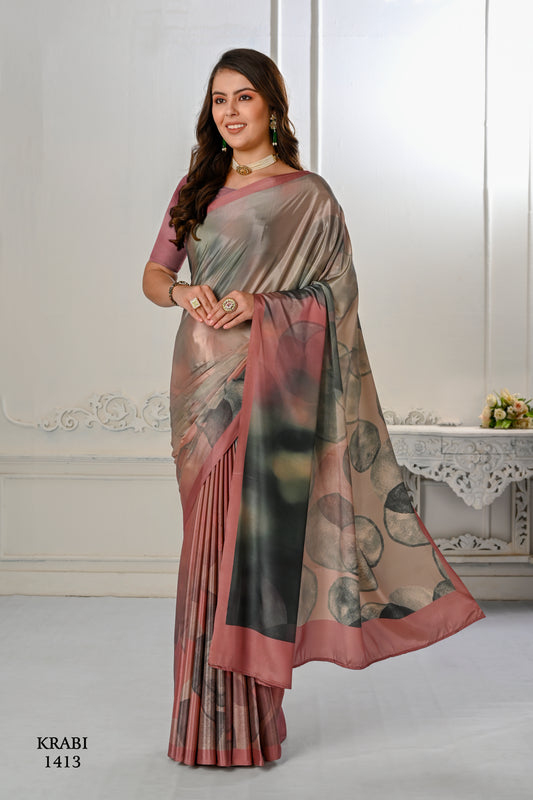 Premium Soft Silky Natural Crepe Digital Printed Sarees - jivora