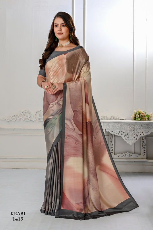 Premium Soft Silky Natural Crepe Digital Printed Sarees - jivora