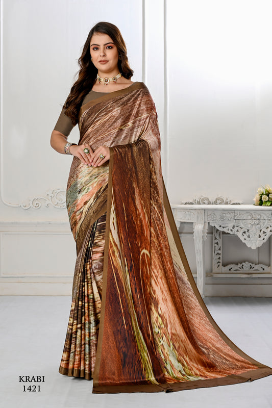 Premium Soft Silky Natural Crepe Digital Printed Sarees - jivora