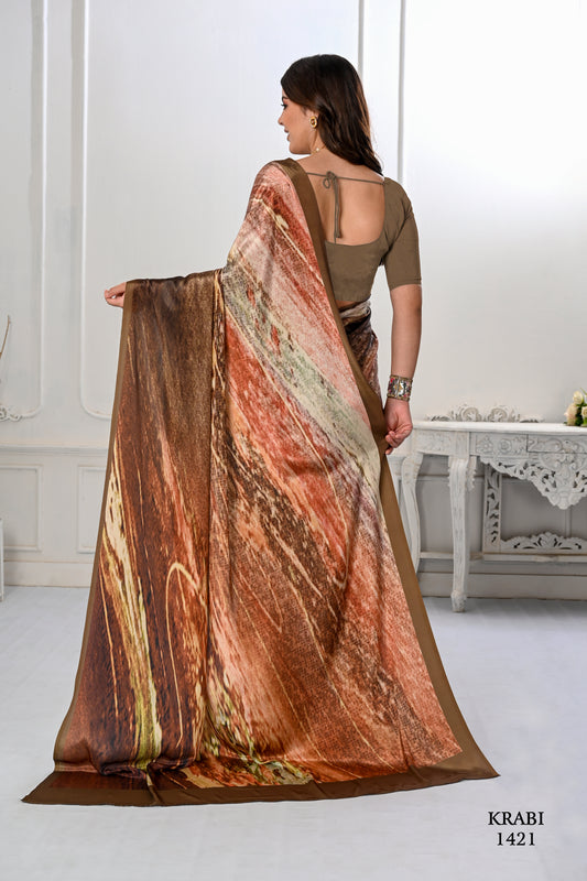 Premium Soft Silky Natural Crepe Digital Printed Sarees - jivora