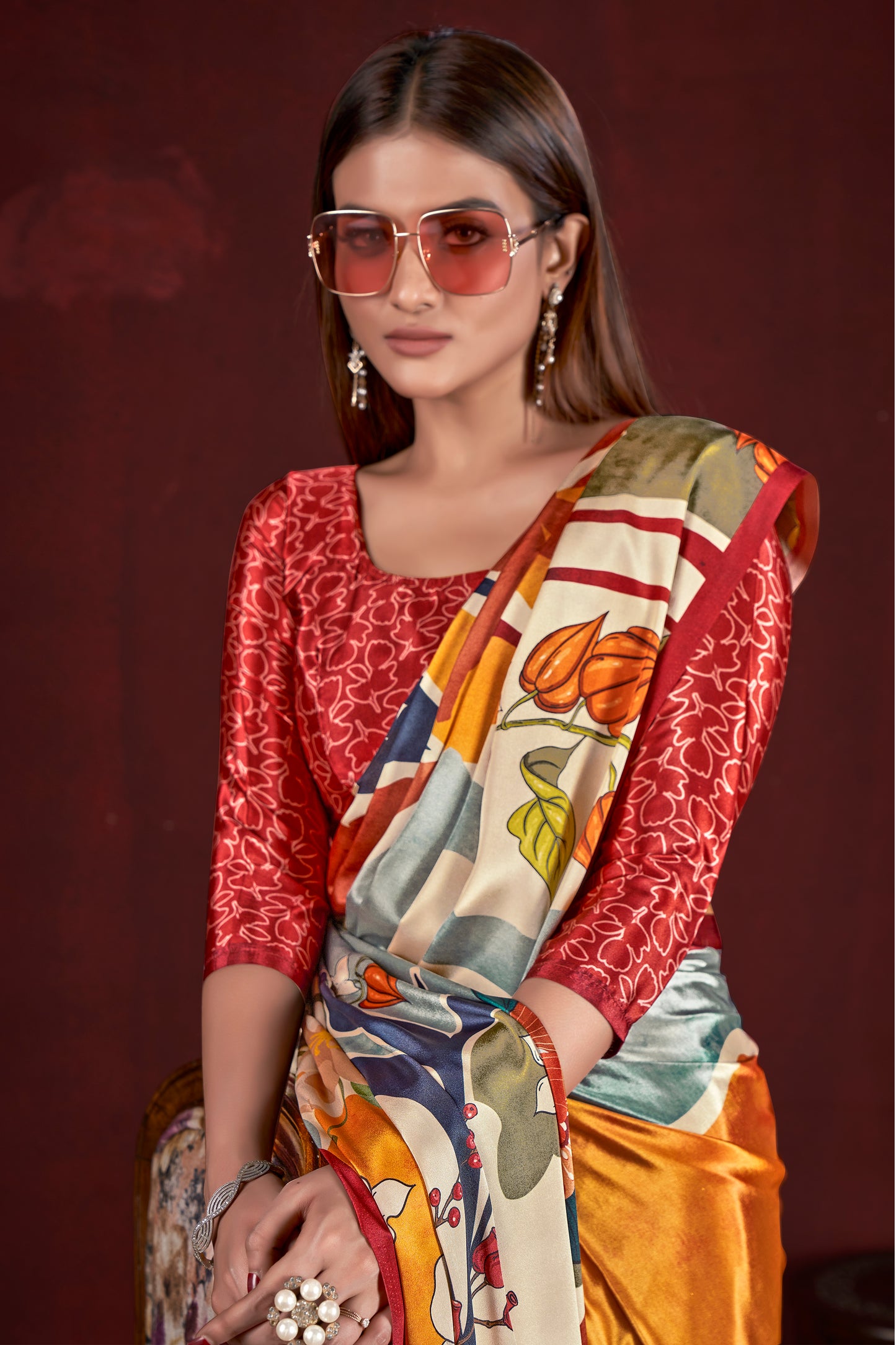 Premium Soft Silk Natural Crepe Digital Printed Sari