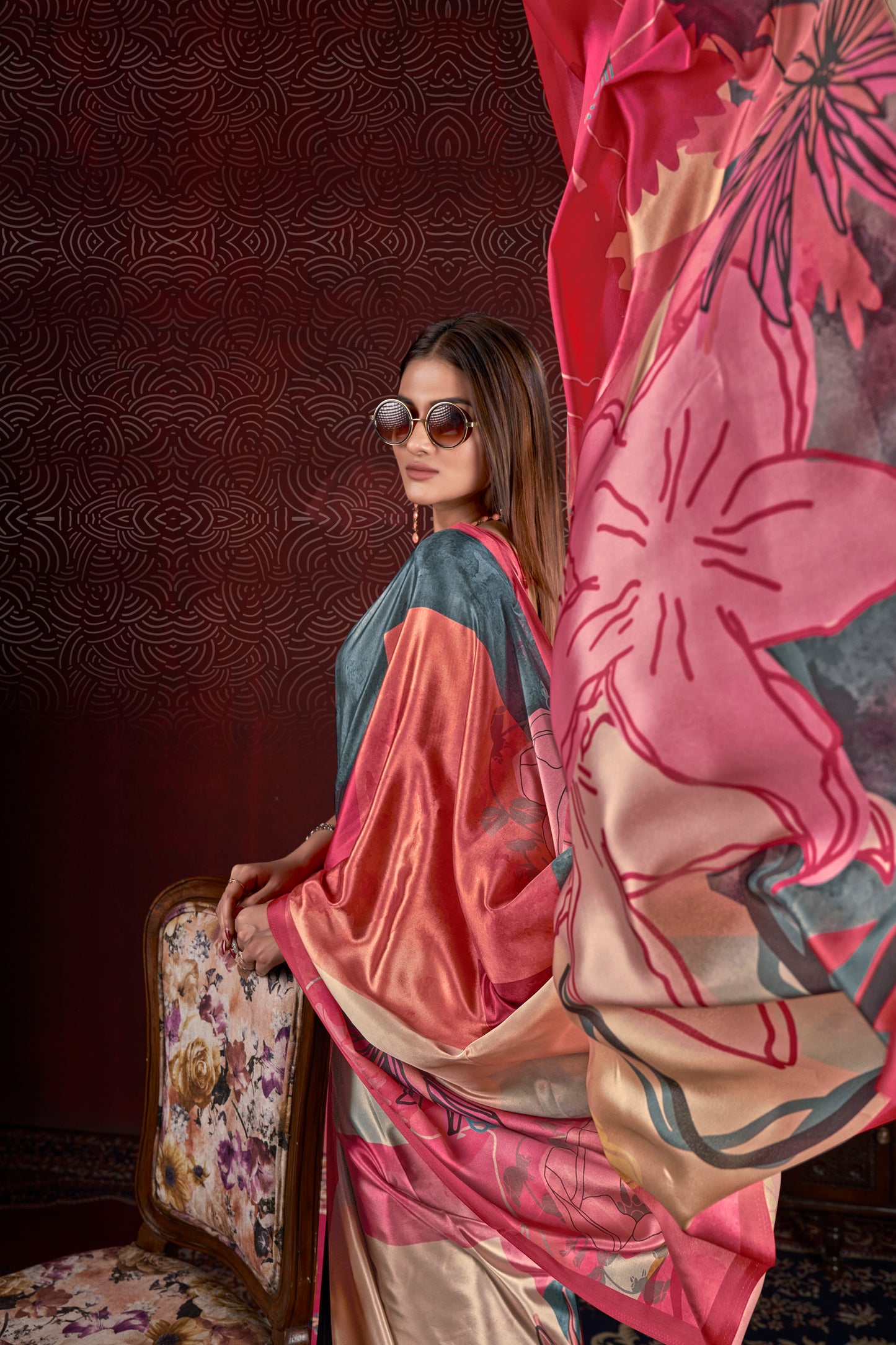 Premium Soft Silk Natural Crepe Digital Printed Sari