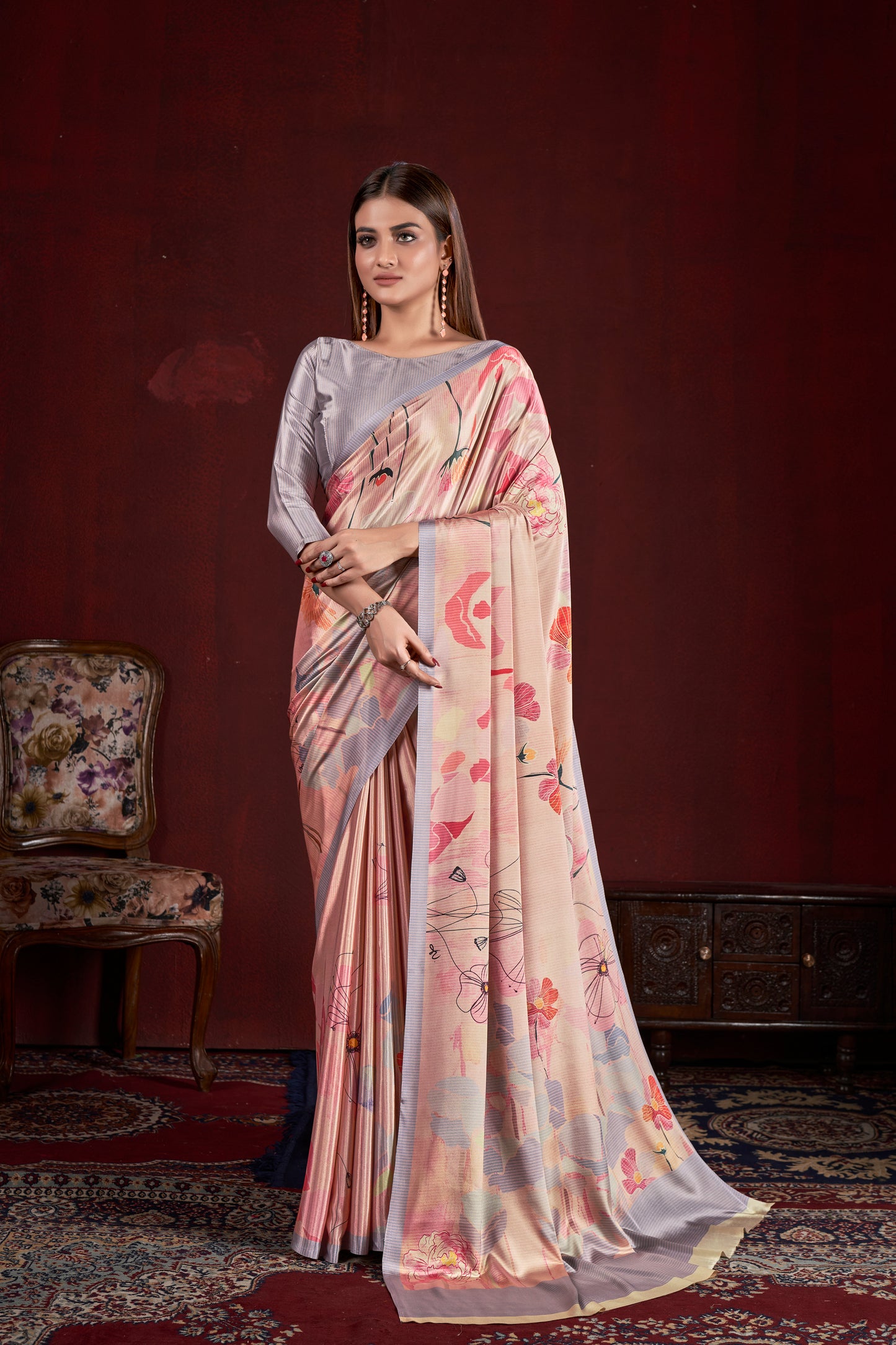 Premium Soft Silk Natural Crepe Digital Printed Sari