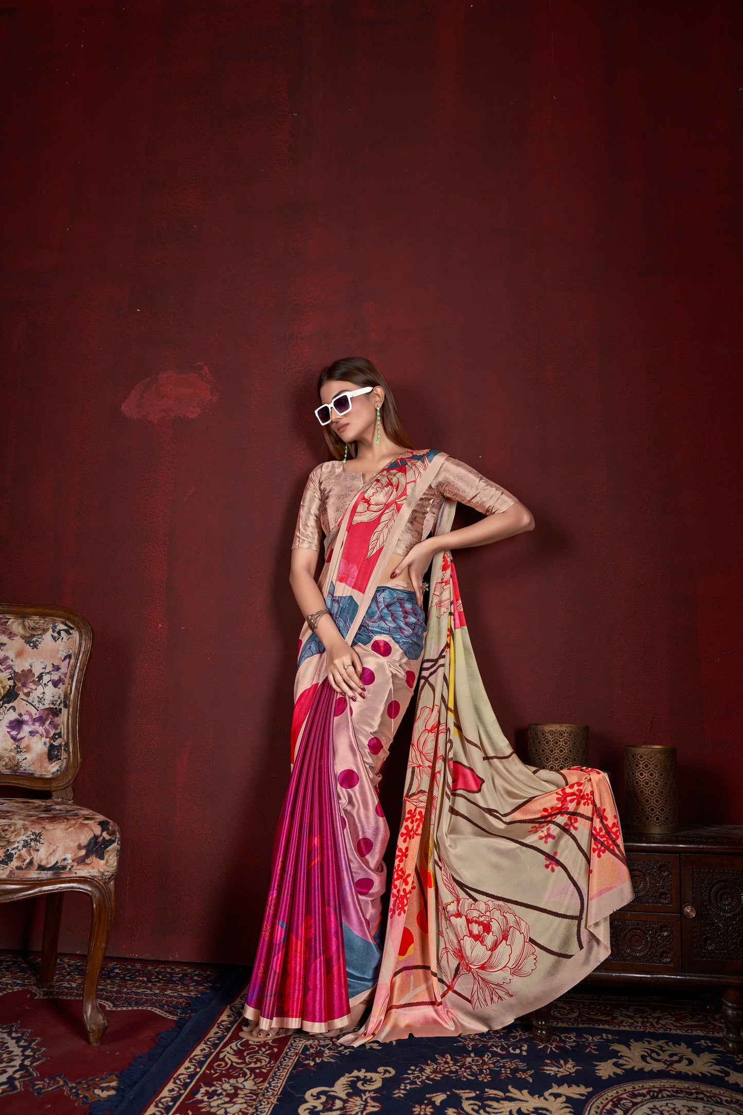 Premium Soft Silk Natural Crepe Digital Printed Sari