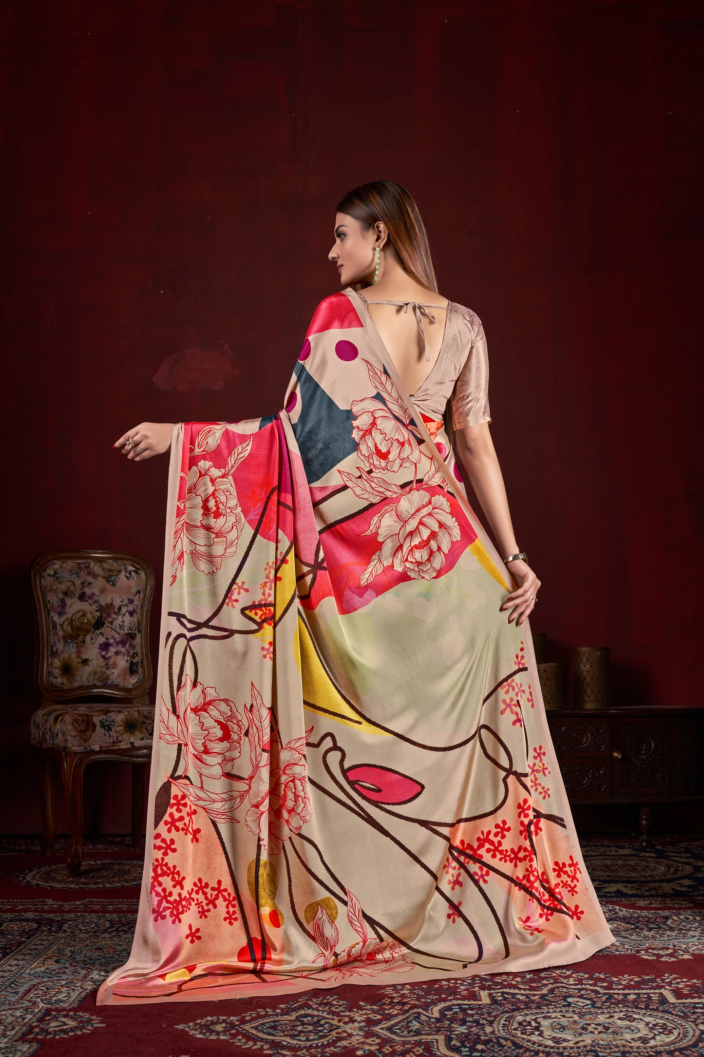 Premium Soft Silk Natural Crepe Digital Printed Sari