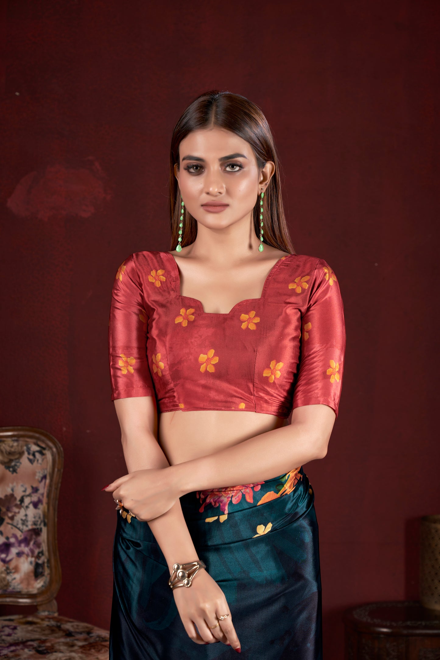 Premium Soft Silk Natural Crepe Digital Printed Sari