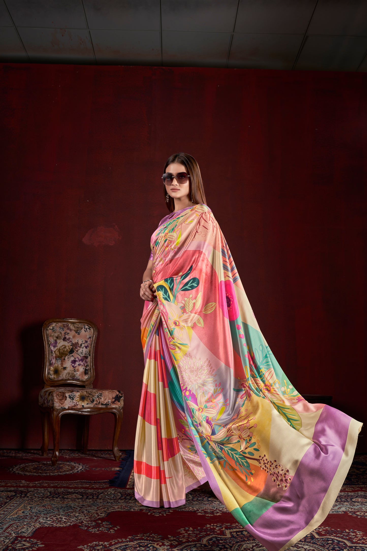 Premium Soft Silk Natural Crepe Digital Printed Sari