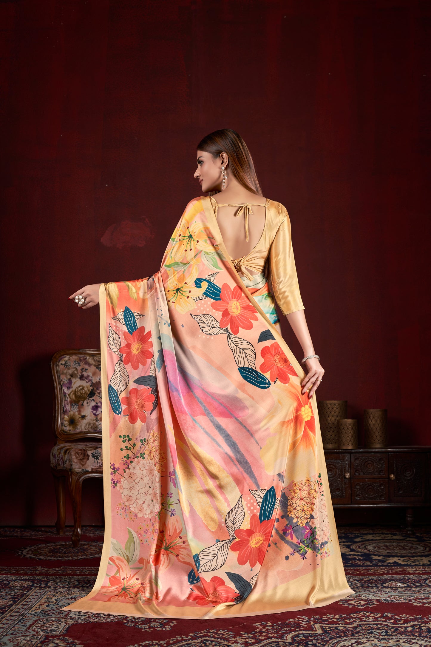 Premium Soft Silk Natural Crepe Digital Printed Sari