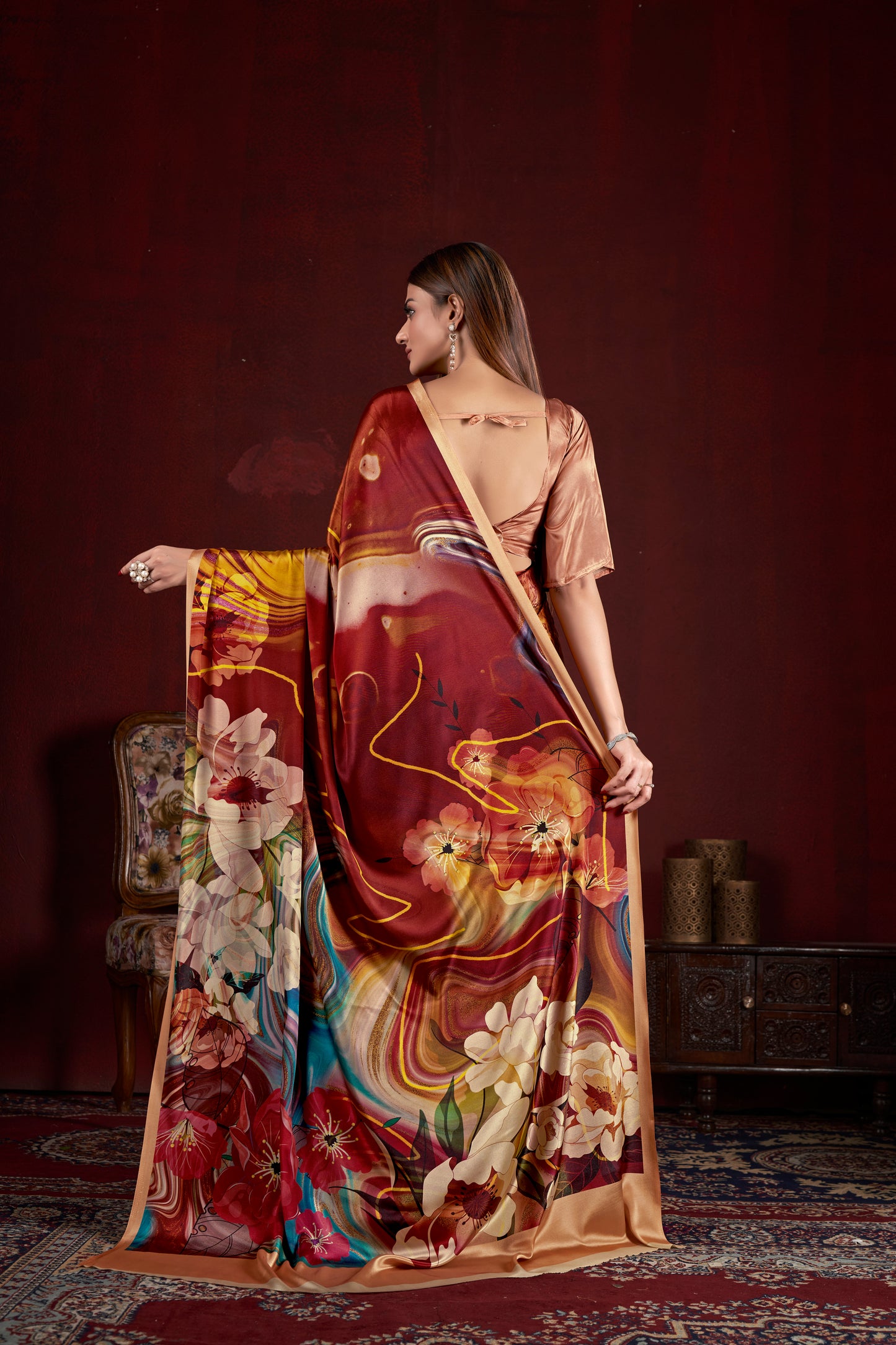 Premium Soft Silk Natural Crepe Digital Printed Sari