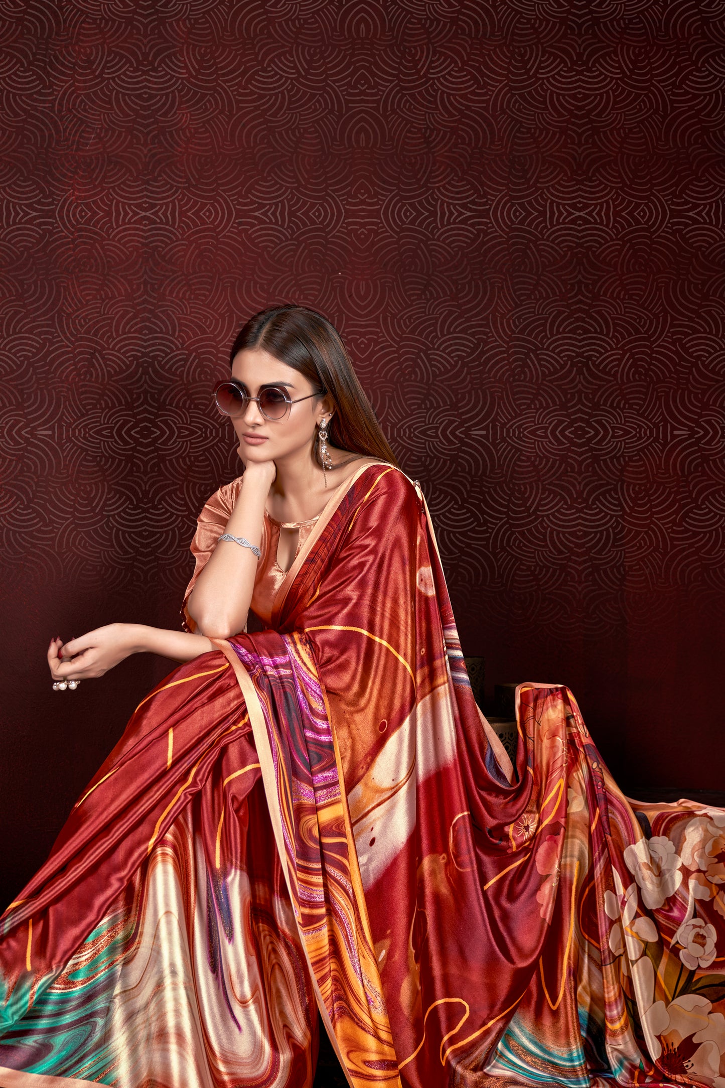 Premium Soft Silk Natural Crepe Digital Printed Sari