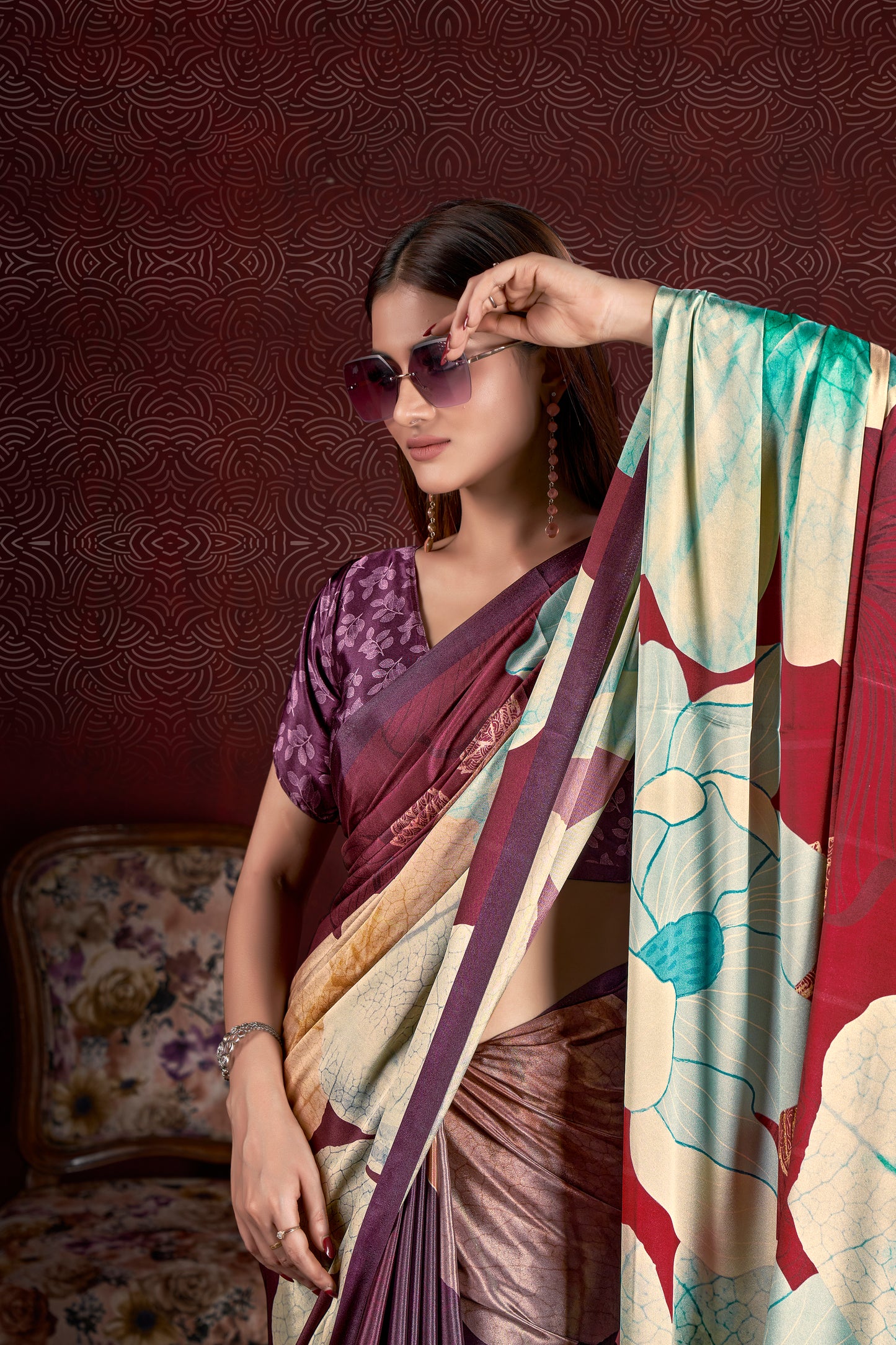 Premium Soft Silk Natural Crepe Digital Printed Sari