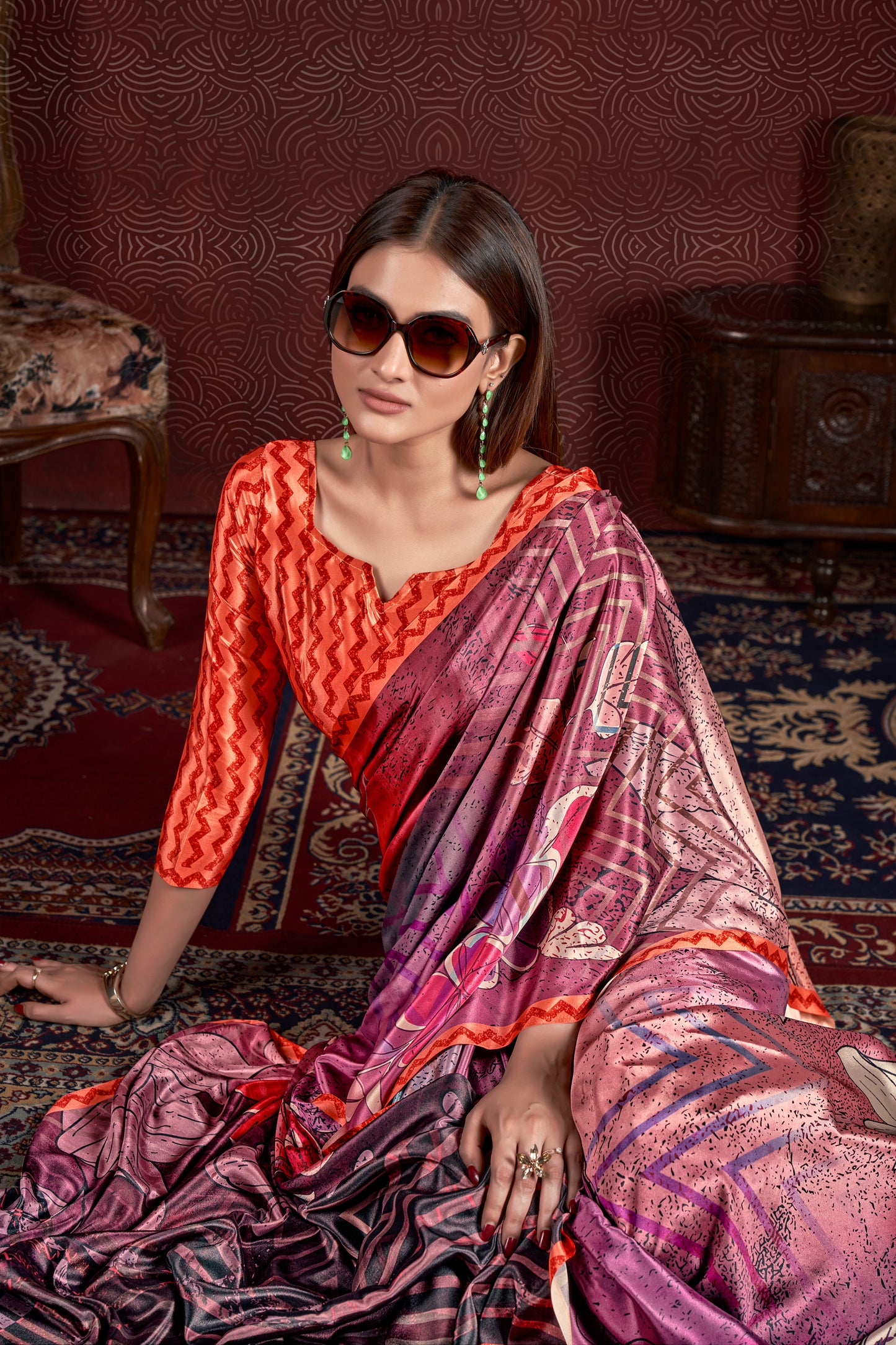 Premium Soft Silk Natural Crepe Digital Printed Sari