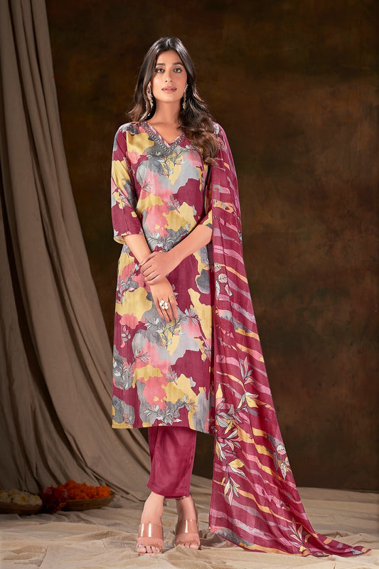Women Muslin Digital Print Handwork Sequence Kurtis - jivora