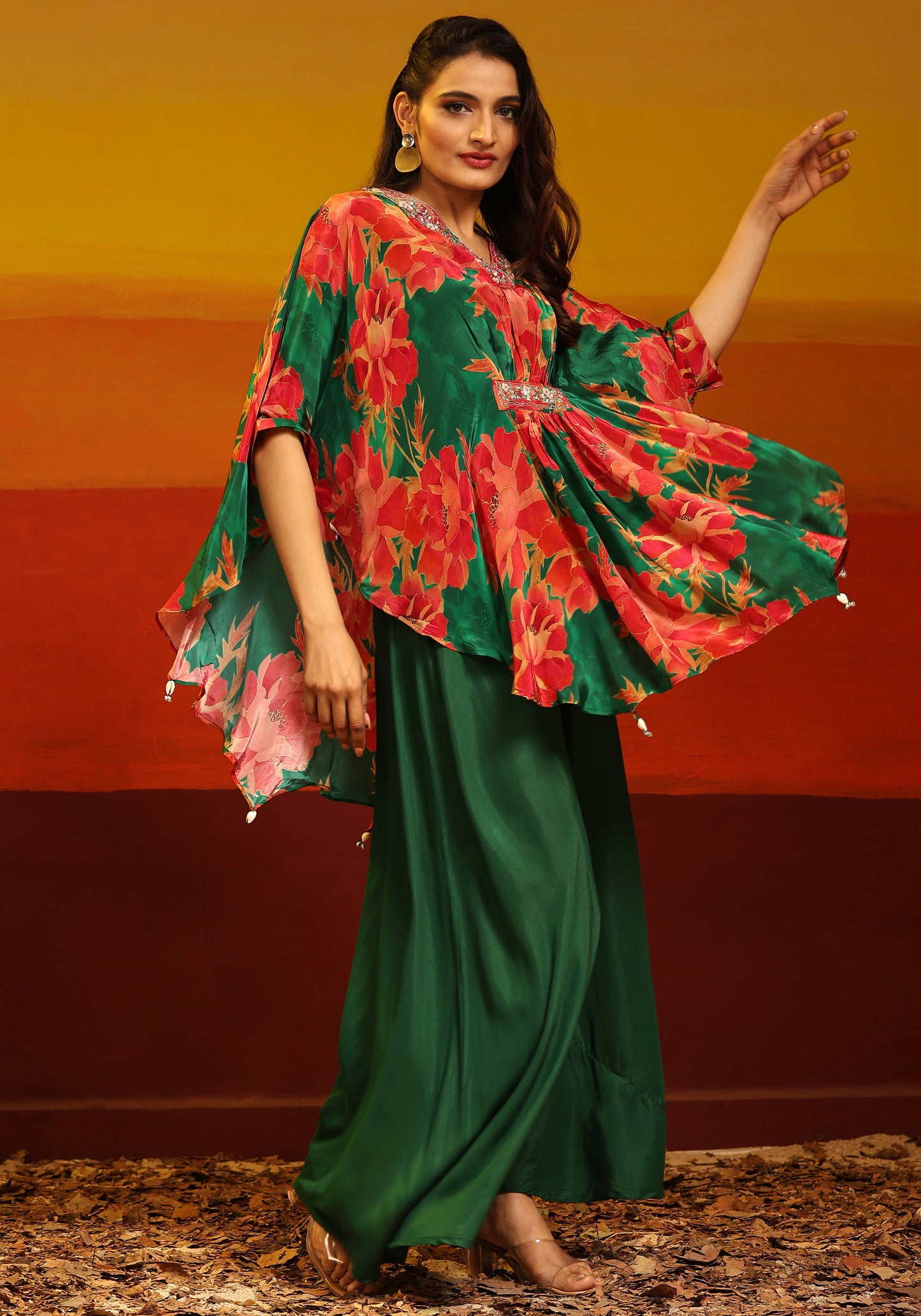 Premium Stylish Printed Muslin Cord Set Kaftan Style
