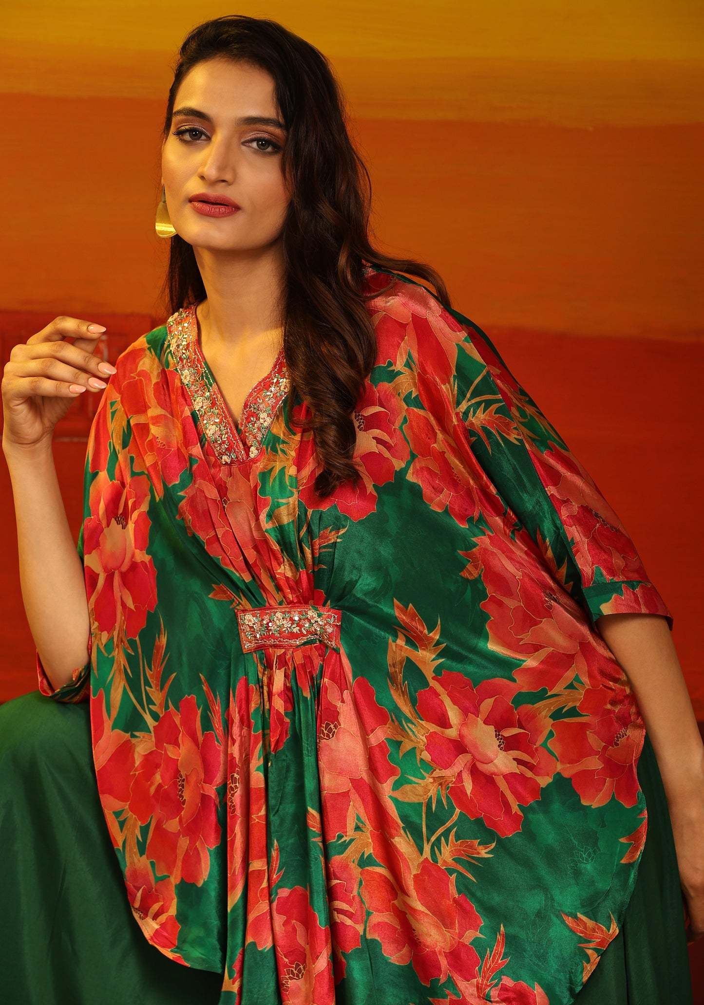 Premium Stylish Printed Muslin Cord Set Kaftan Style