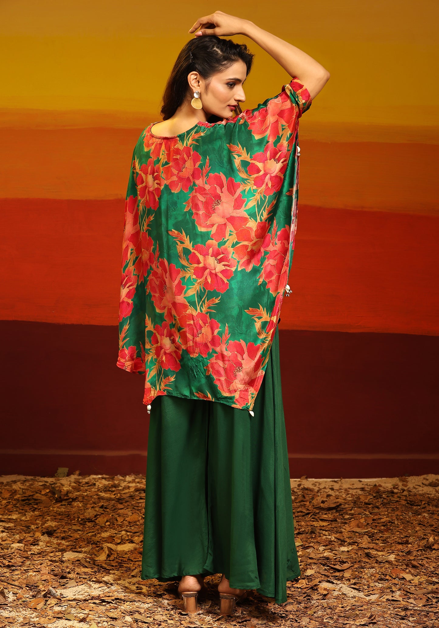 Premium Stylish Printed Muslin Cord Set Kaftan Style