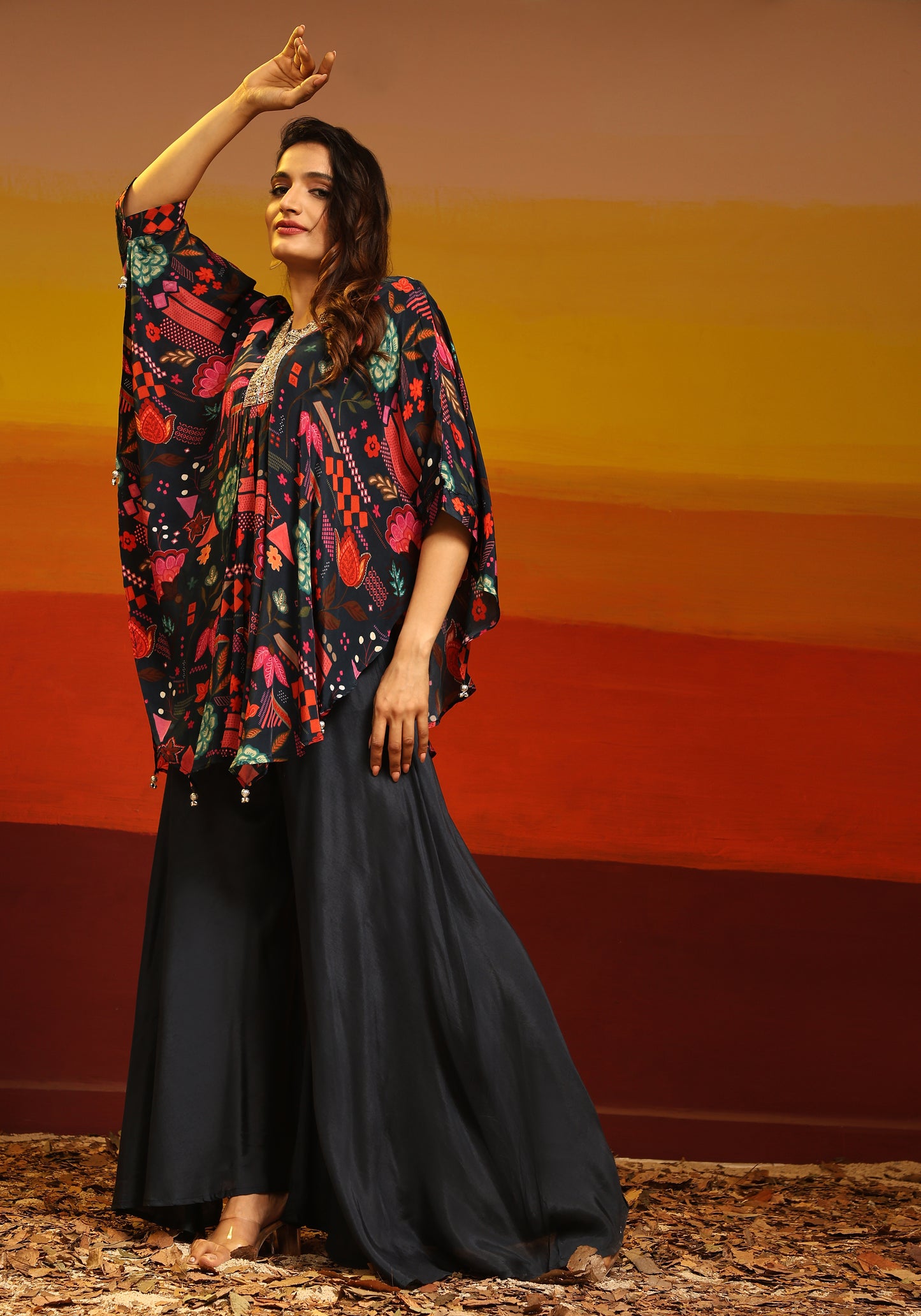 Premium Stylish Printed Muslin Cord Set Kaftan Style