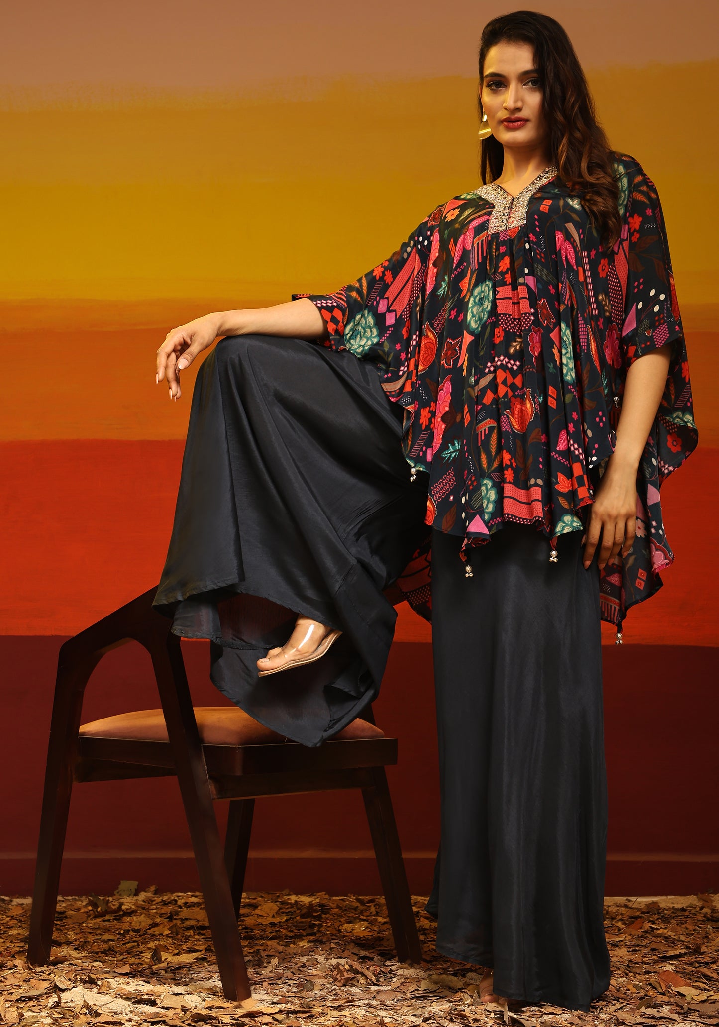 Premium Stylish Printed Muslin Cord Set Kaftan Style