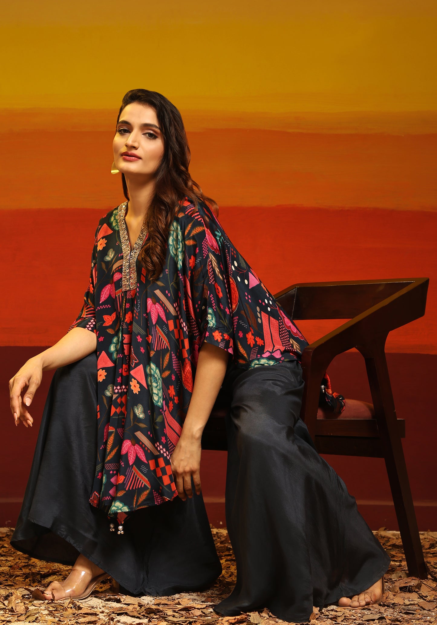 Premium Stylish Printed Muslin Cord Set Kaftan Style