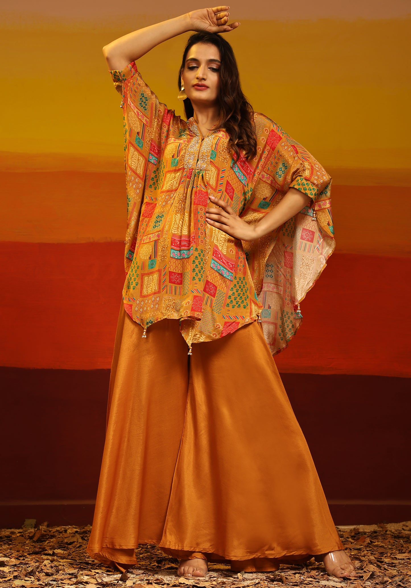 Premium Stylish Printed Muslin Cord Set Kaftan Style