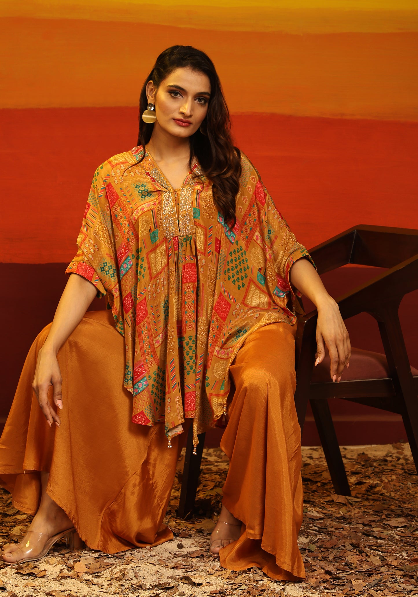 Premium Stylish Printed Muslin Cord Set Kaftan Style