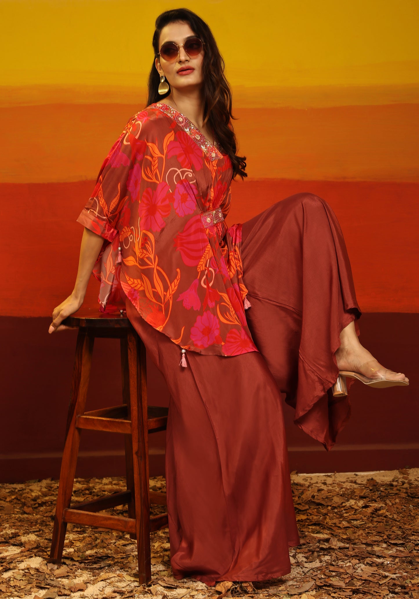 Premium Stylish Printed Muslin Cord Set Kaftan Style.