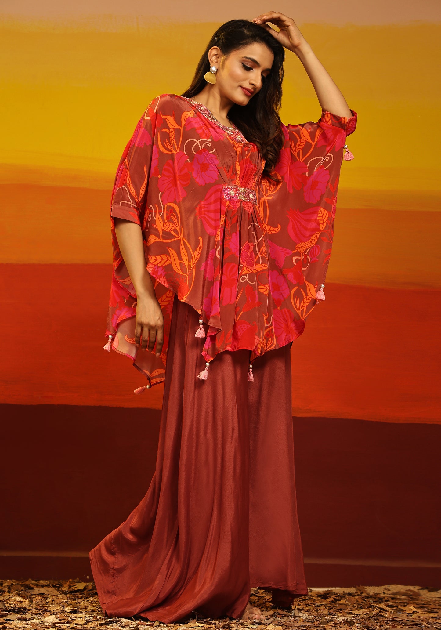 Premium Stylish Printed Muslin Cord Set Kaftan Style.