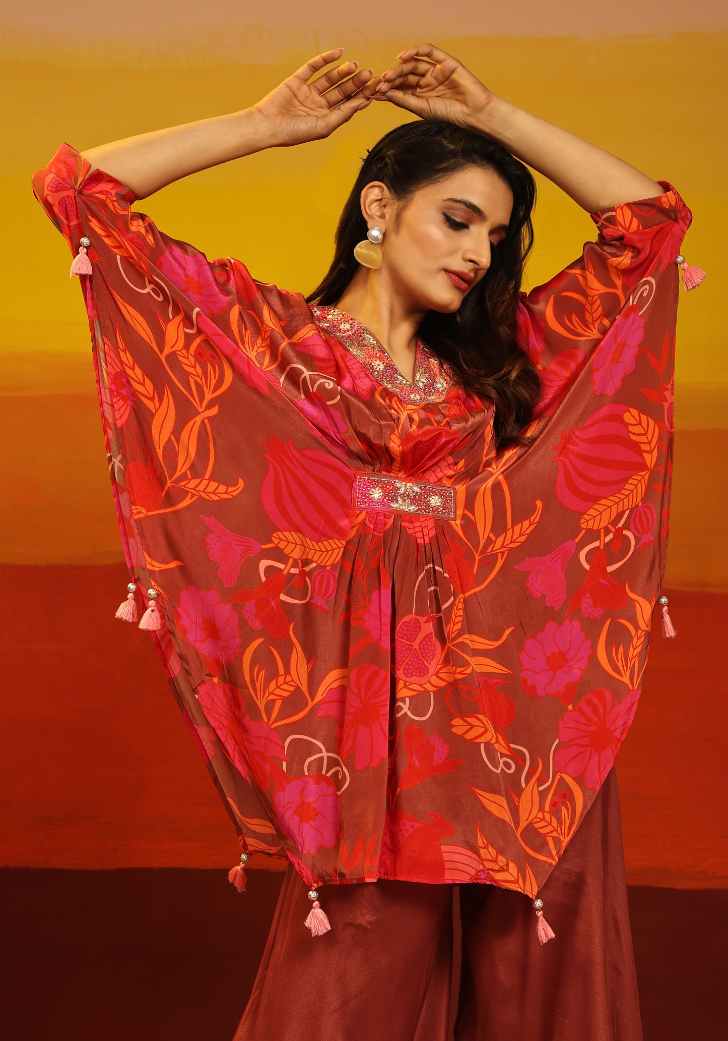 Premium Stylish Printed Muslin Cord Set Kaftan Style.