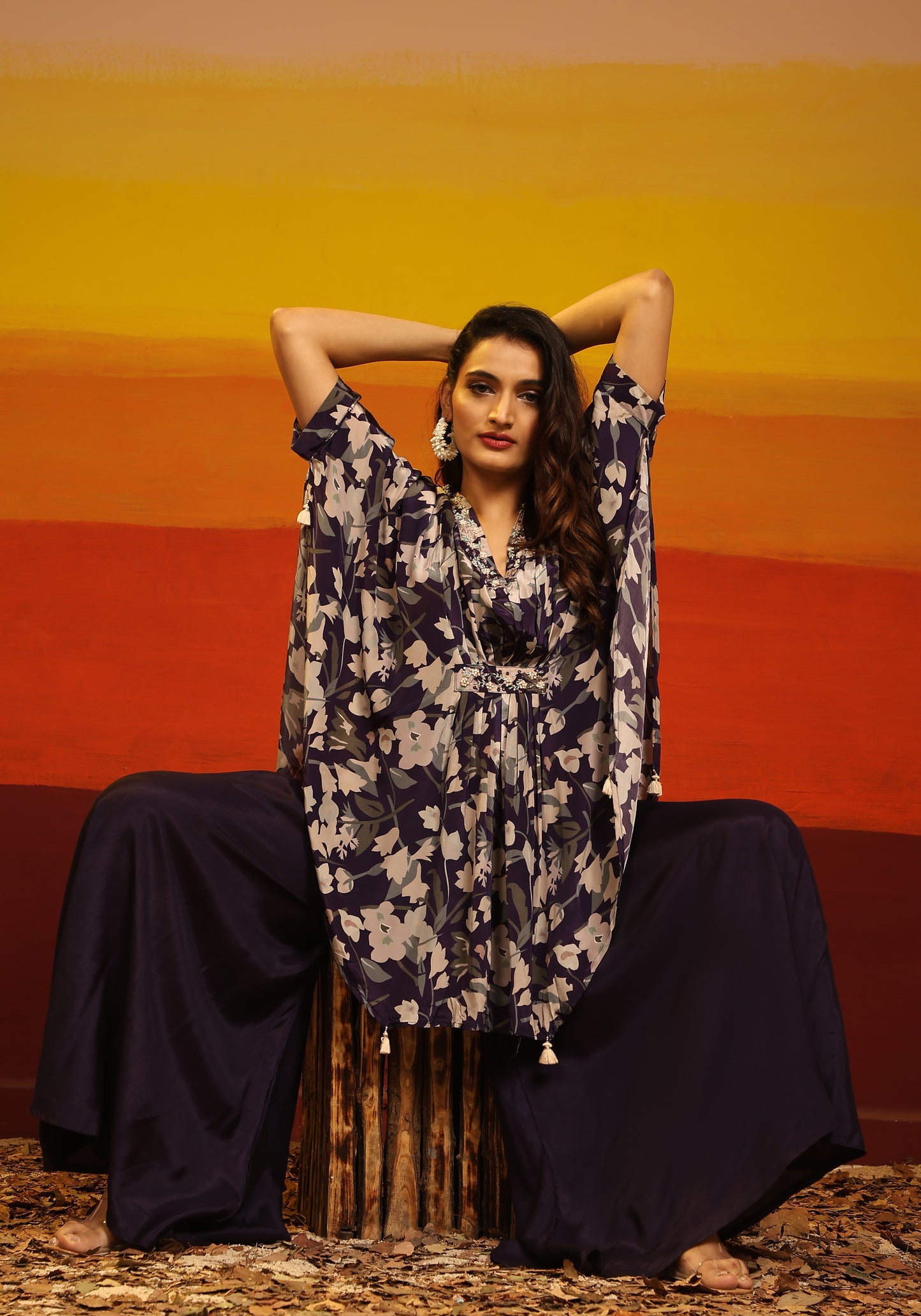 Premium Stylish Printed Muslin Cord Set Kaftan Style