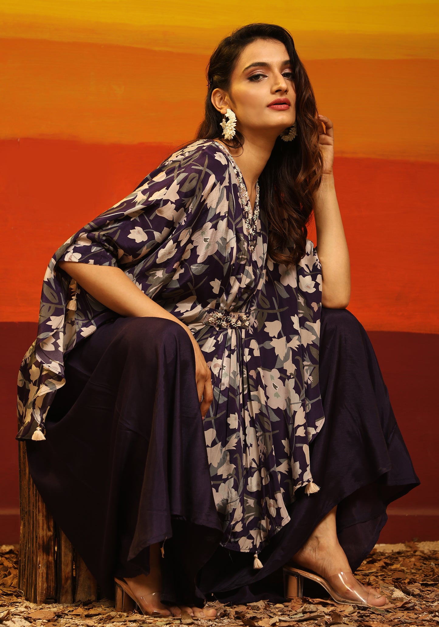 Premium Stylish Printed Muslin Cord Set Kaftan Style