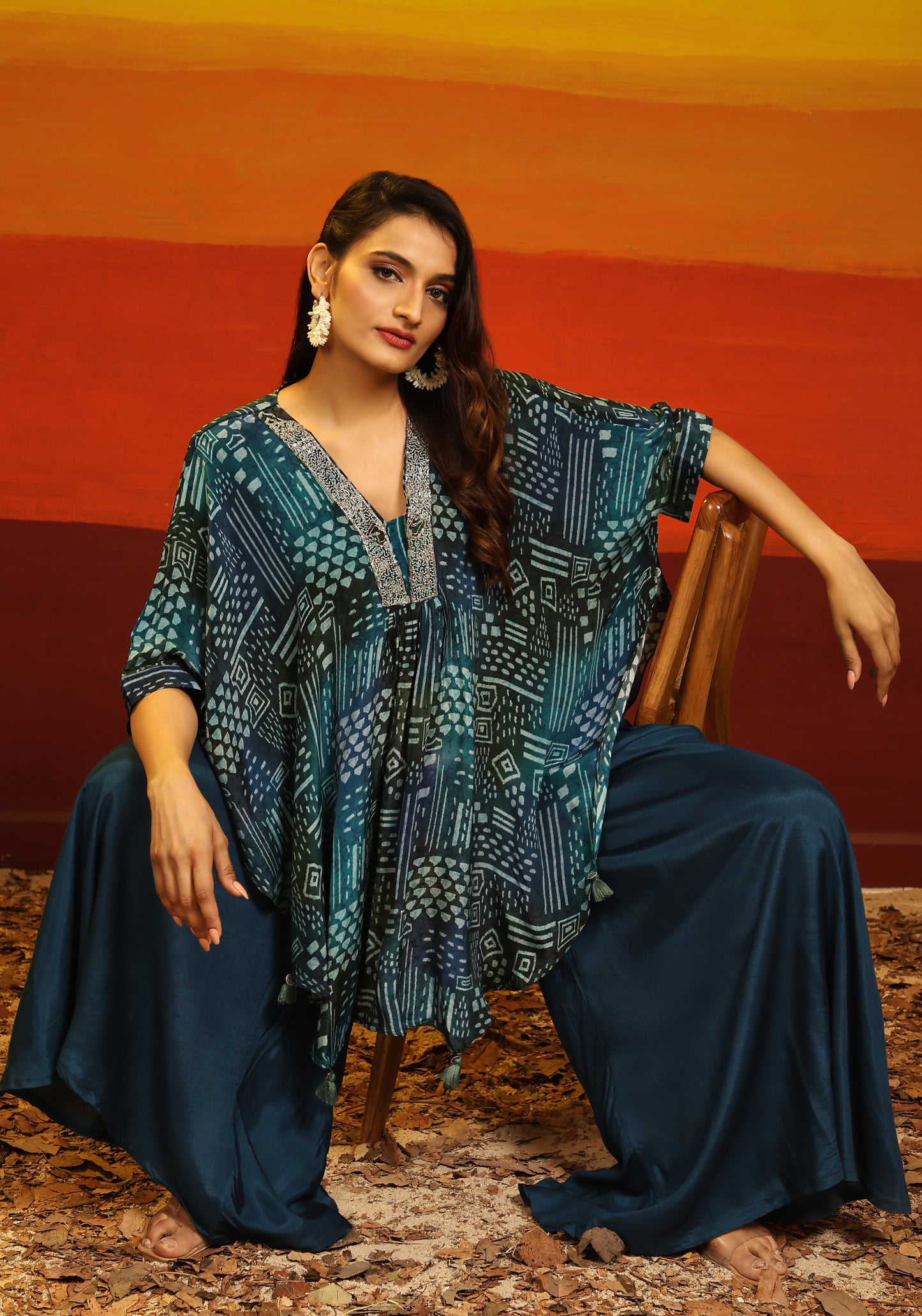 Premium Stylish Printed Muslin Cord Set Kaftan Style