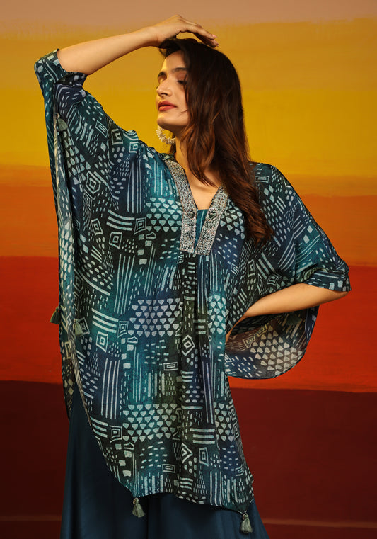 Premium Stylish Printed Muslin Cord Set Kaftan Style