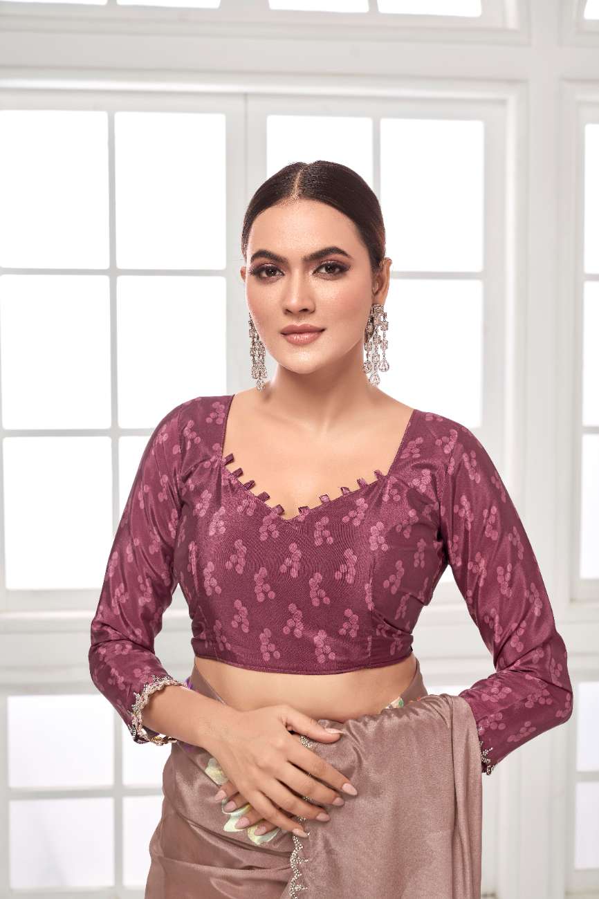 GARDERNIA – Crepe Silk Saree with Floral Print & Crystal Border