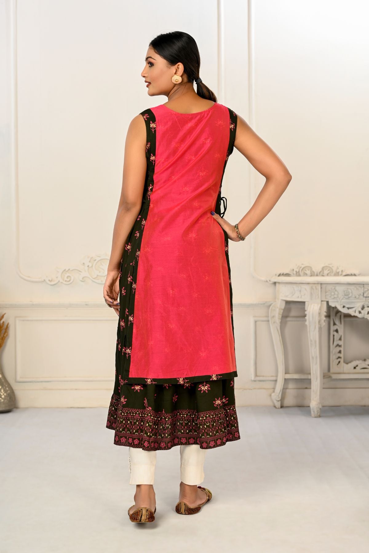 2 Layered Inner Cotton And Outward Jacket Chanderi Kurti - jivora