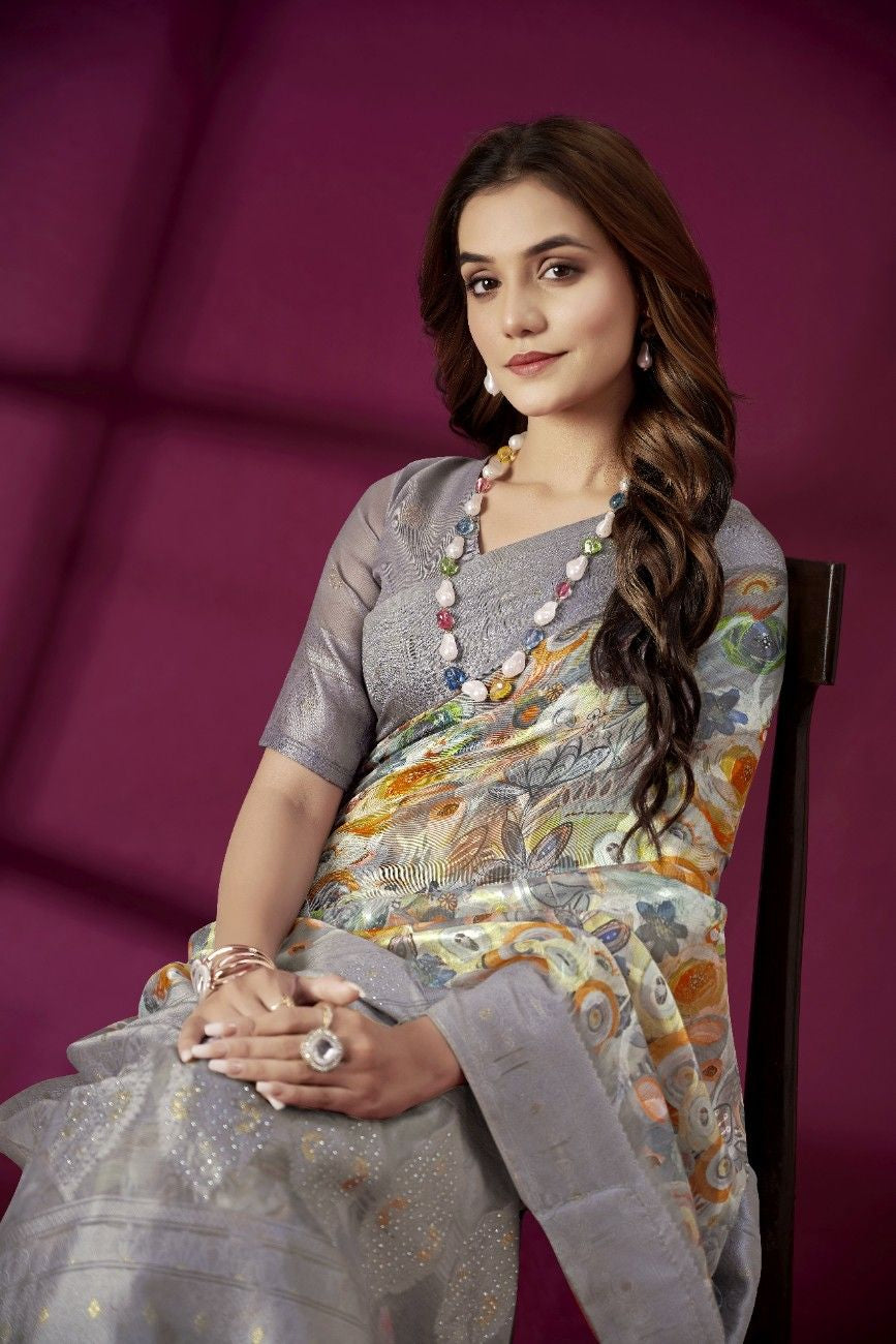 Pastel Peach Banarasi Silk Saree with Gold Zari – Graceful & Effortlessly Elegant