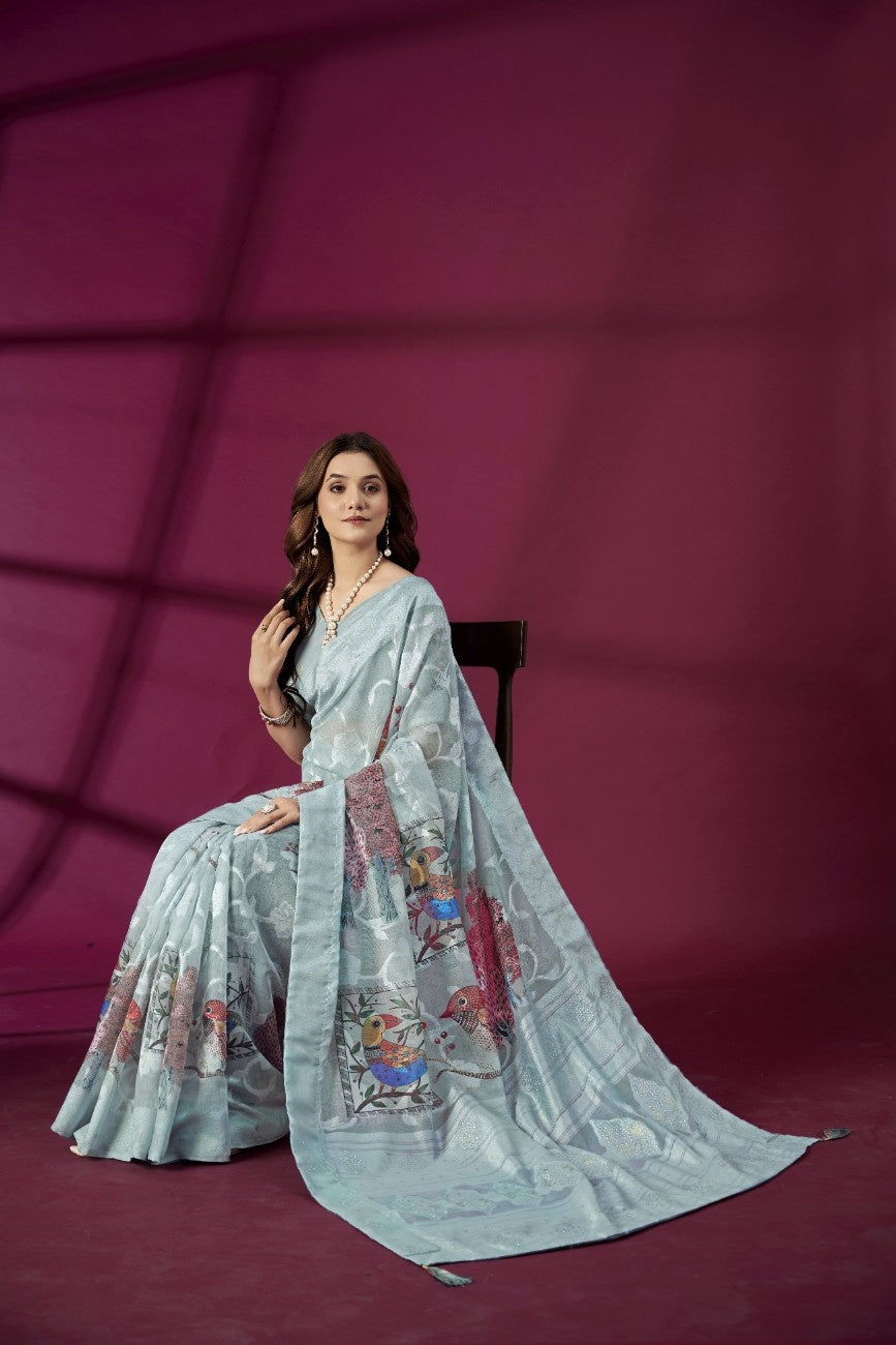 Royal Blue & Silver Banarasi Silk Saree – Grace for Every Grand Occasion
