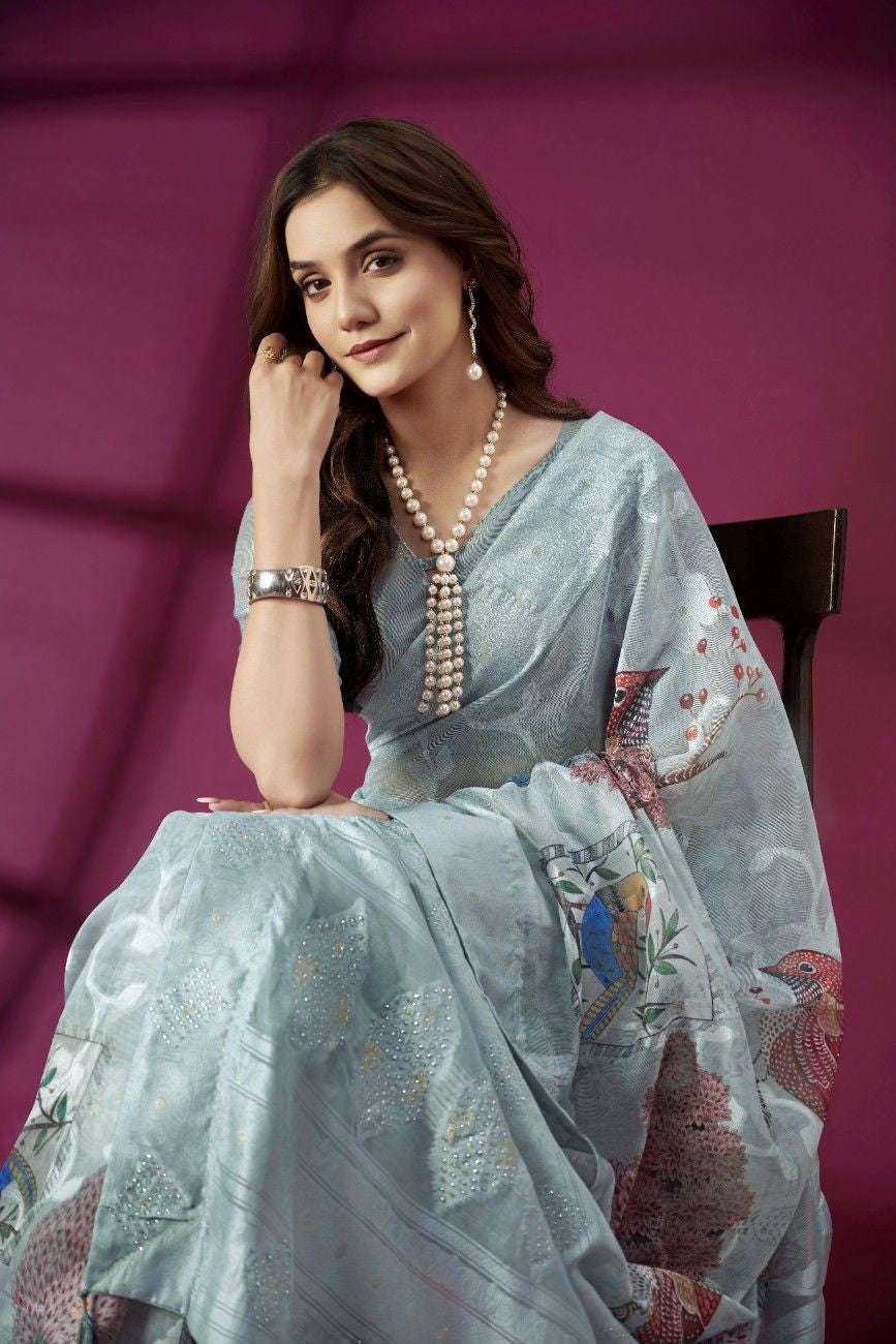 Royal Blue & Silver Banarasi Silk Saree – Grace for Every Grand Occasion