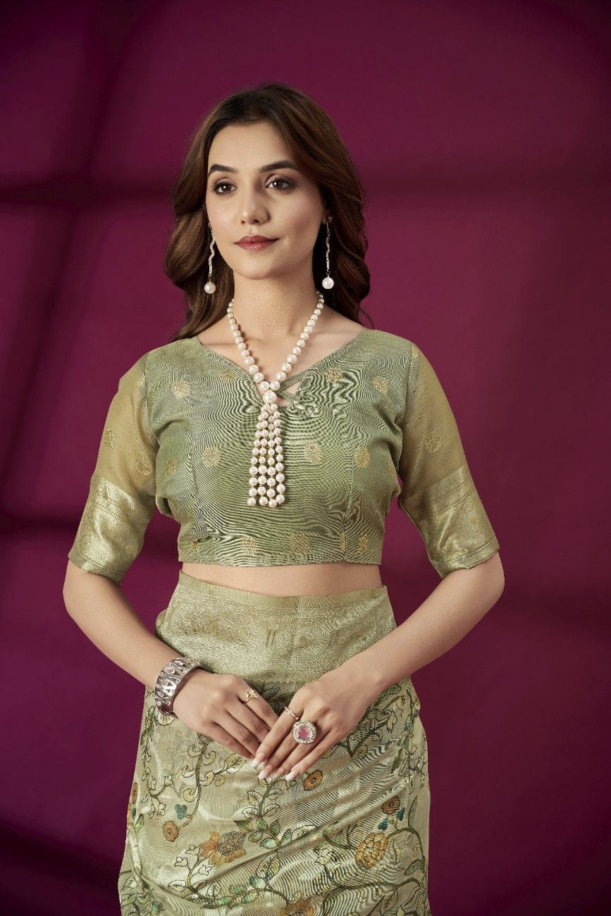 Vibrant Green Kanjivaram Silk Saree – Festive & Bridal Wear