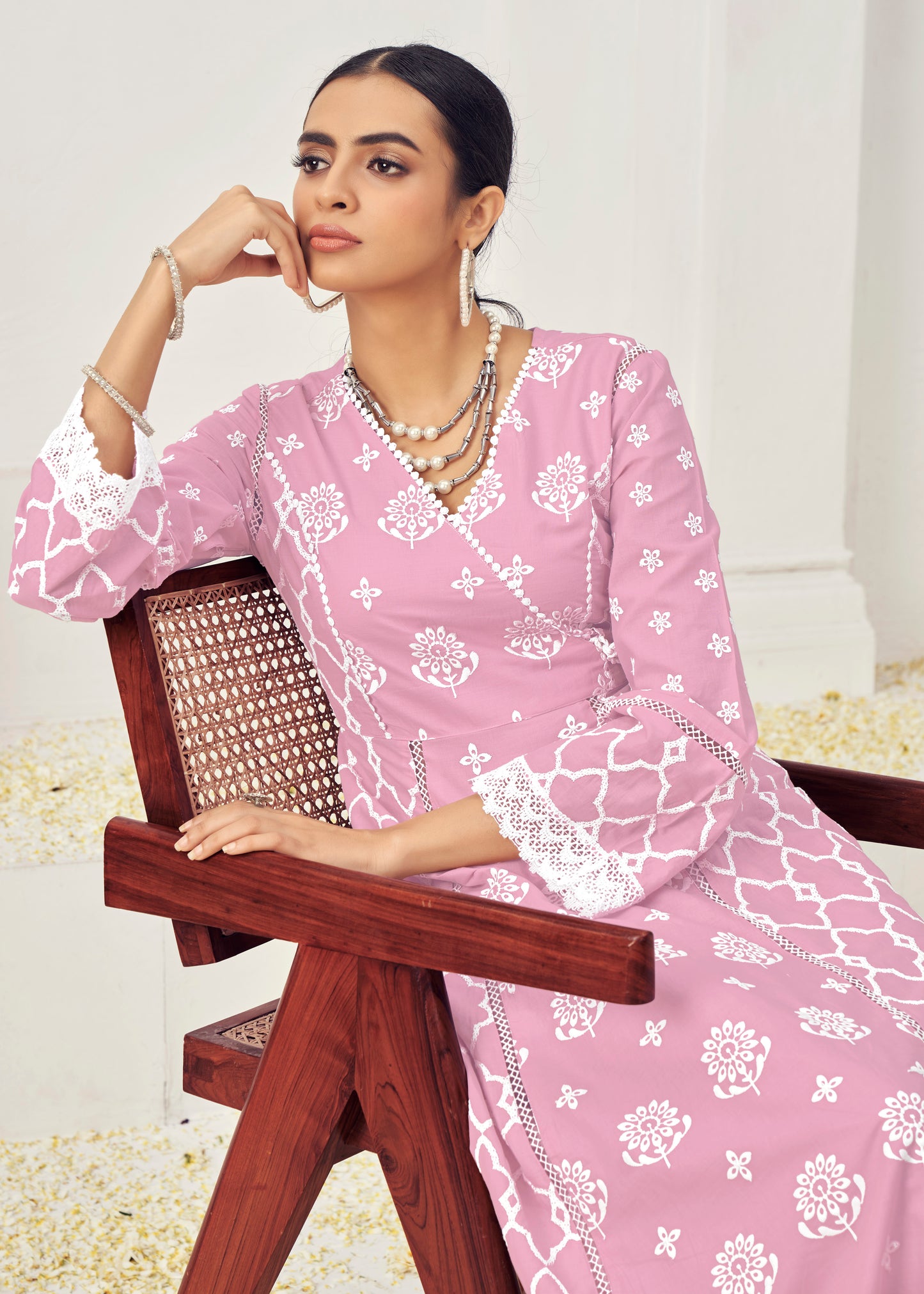 Premium Pure Cotton Fabric & Bottom Oraganza Dupatta Embroidery & Shilpi Work Salwar Kameez Dupatta 3 Pcs Set
