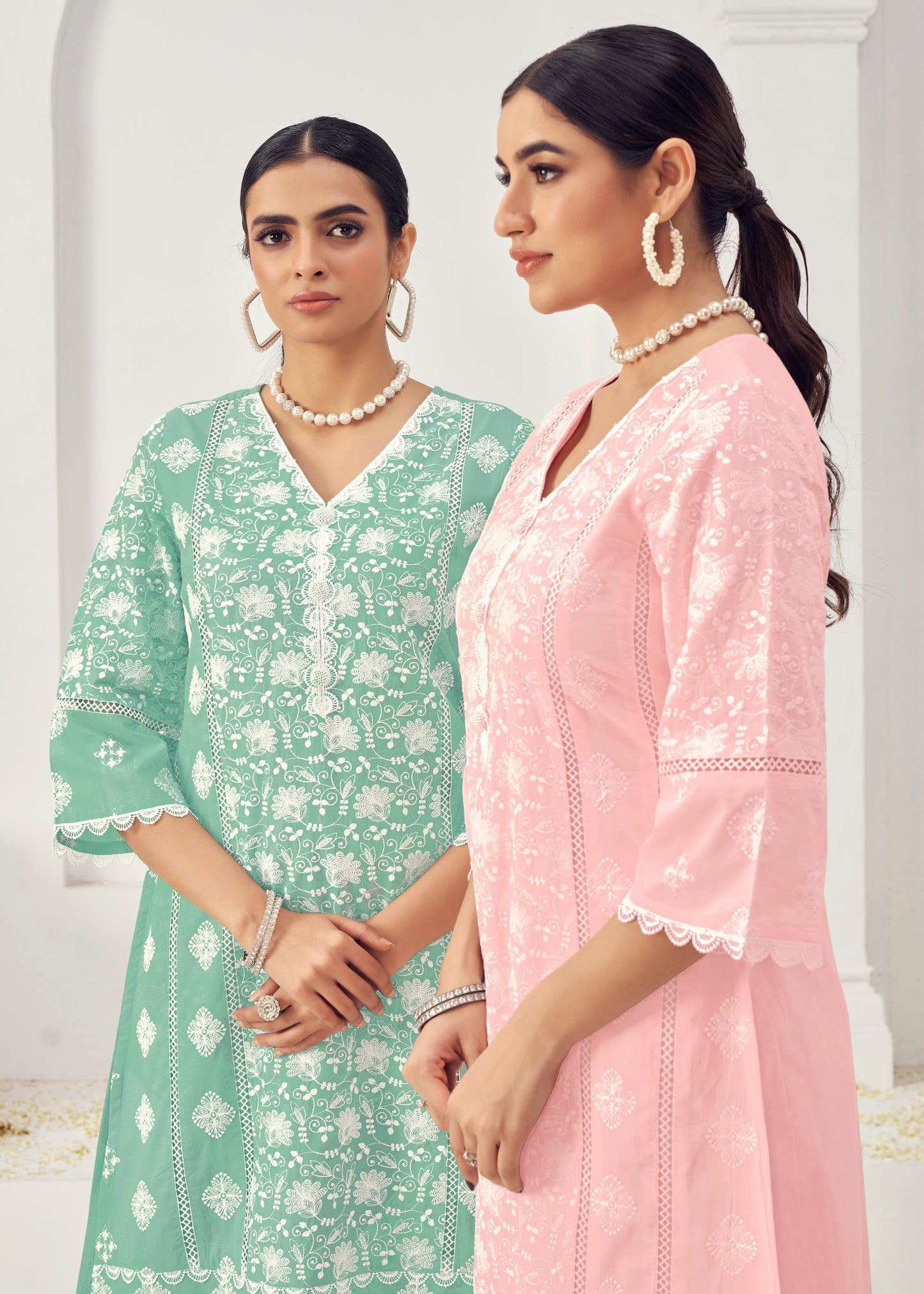 Premium Pure Cotton Top Bottom Fabric Poly Chanderi Dupatta Lakhanvi Style Boring Embroidery Work Salwar Kameez Dupatta 3 Pcs Set